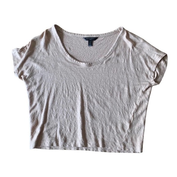 Banana Republic Tops - Banana Republic Small Linen Crop Short Sleeve Shirt Brown
